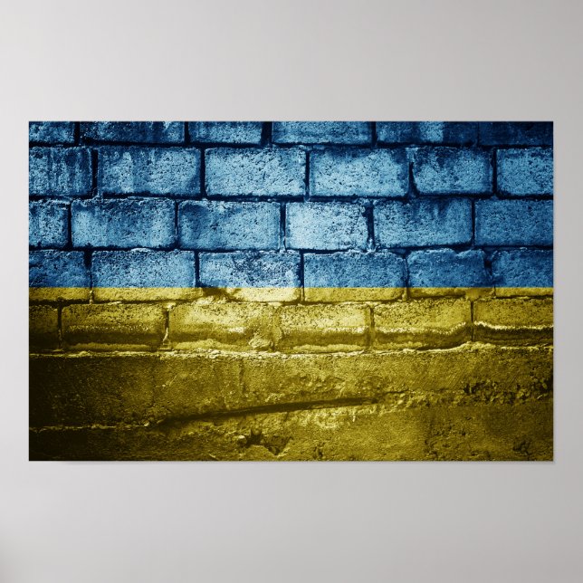 Ukrainas flagga på väggen poster (Framsidan)