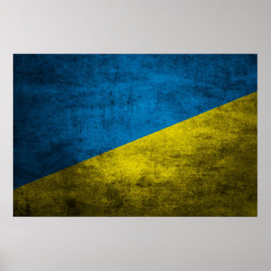 Ukrainas flagga på väggen poster