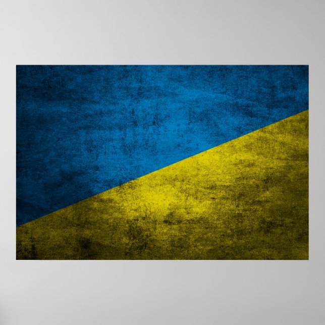 Ukrainas flagga på väggen poster (Framsidan)