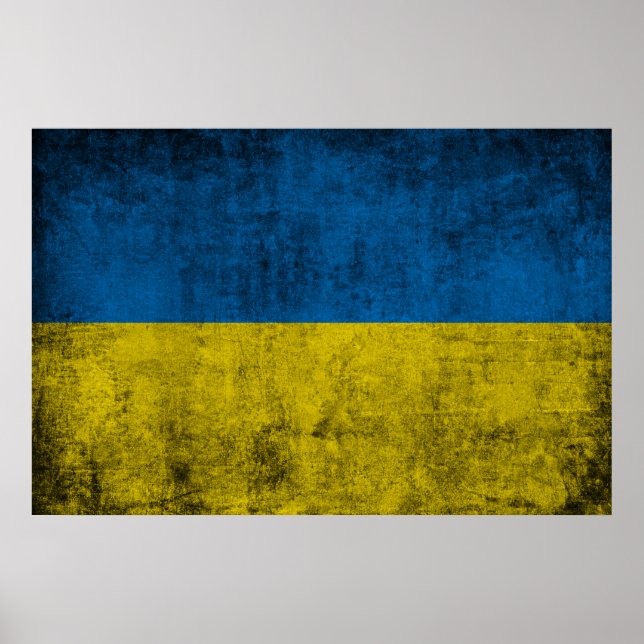 Ukrainas flagga på väggen poster (Framsidan)