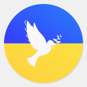 Ukrainas Flagga Peace Dove Sticker - Frihet - fred Runt Klistermärke