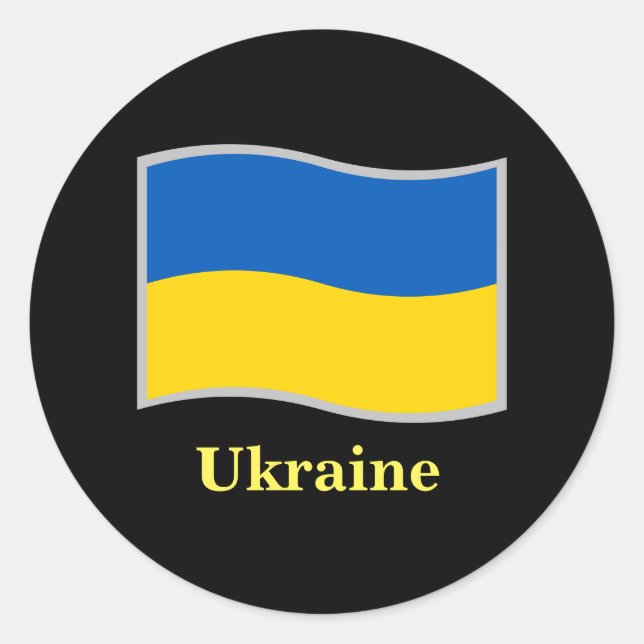 Ukrainas flagga runt klistermärke (Framsida)
