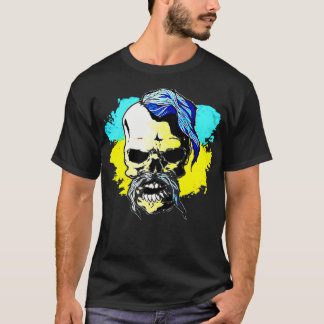 Ukrainas Flagga Skull Cossack-Perfekt för Ukraina  T Shirt