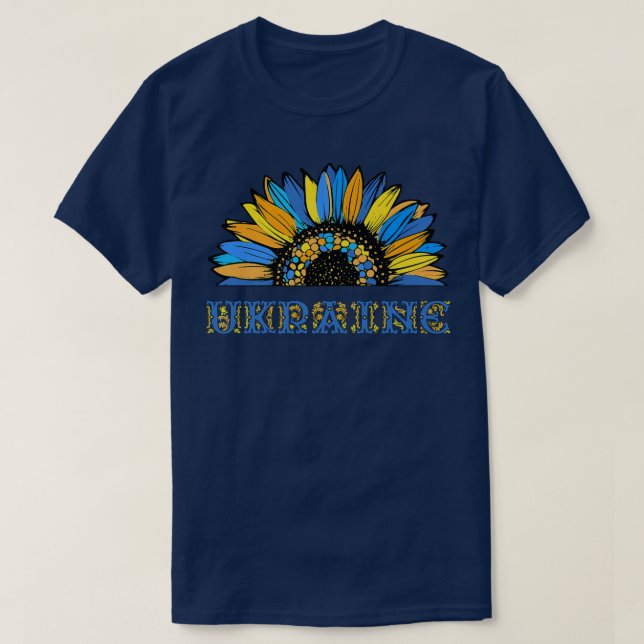 Ukrainas Flagga Solros Shirt Blommigt Ukrainska Bl T Shirt (Design framsida)
