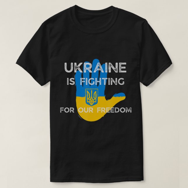 Ukrainas Flagga som stöder design Ukraina i kampen T Shirt (Design framsida)