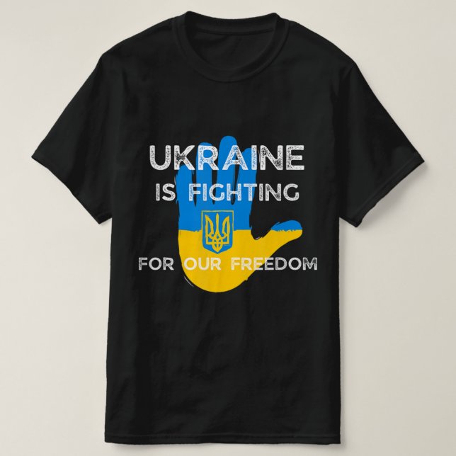Ukrainas Flagga som stöder design Ukraina i kampen T Shirt (Design framsida)