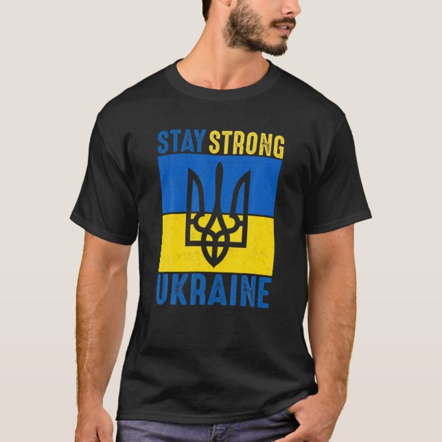 Ukrainas Flagga Stå stark ukrainsk symbol T Shirt (Framsida)