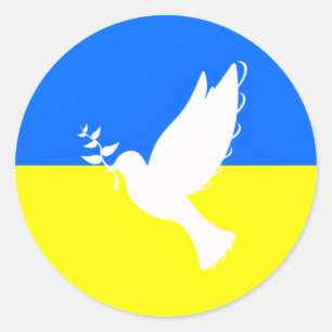 Ukrainas Flagga Sticker Dove of Peace Freedom Supp Runt Klistermärke