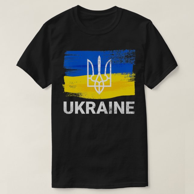 Ukrainas Flagga Ukraina-symbol jag står med Ukrain T Shirt (Design framsida)