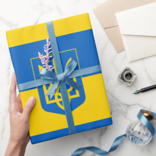 Ukrainas flagga & Ukraina Tryzub, födelsedag/spor Presentpapper