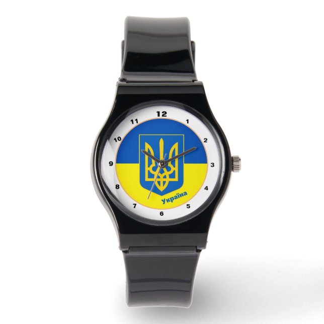 Ukrainas Flagga & Ukrainas mode / Tryzub Watch Armbandsur (Framsida)