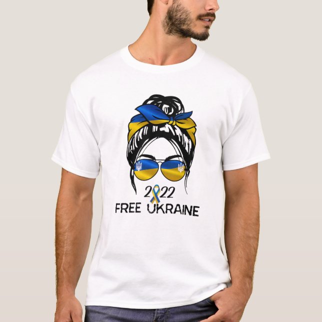 Ukrainas Flagga, Ukrainas Pride Women Messy Bun Fr T Shirt (Framsida)