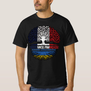 Ukrainas Fransk Frankrike Träd Roots Flagga T Shirt
