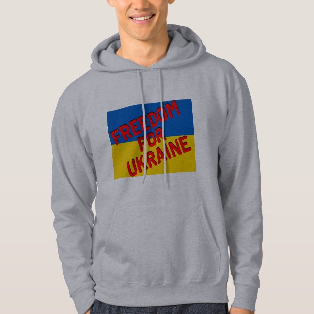 UKRAINAS FRIHET MED Flagga Hoodie (Framsida)