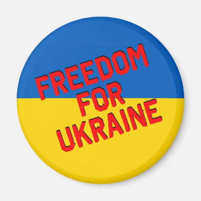 UKRAINAS FRIHET MED Flagga Magnet (Framsidan)