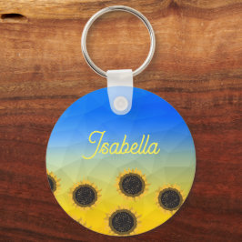 Ukrainas geometrinät mönster Flowers Ditt namn Nyckelring