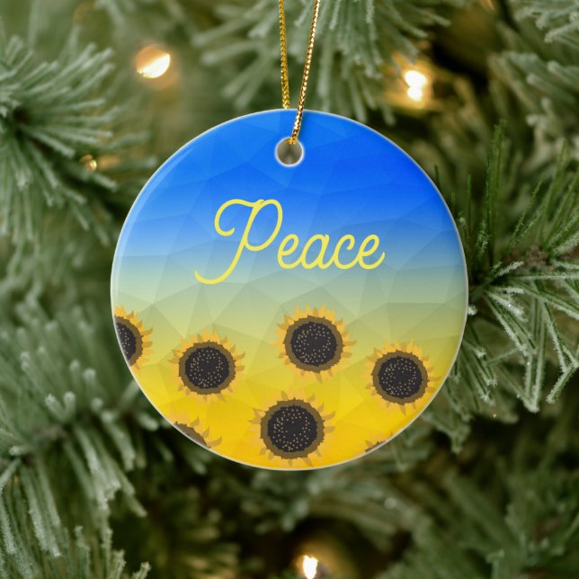 Ukrainas geometriska maskor mönster Sunblommor Pea Julgransprydnad Keramik (Träd)