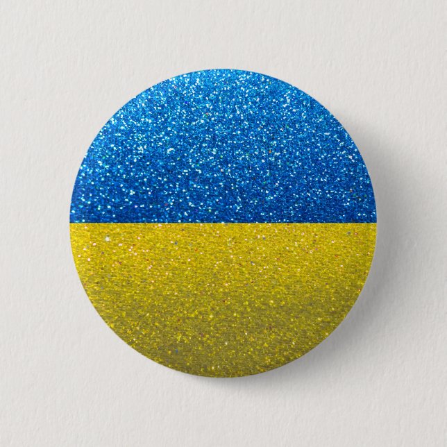 Ukrainas glitter ukrainska Flagga Mode Snyggten Knapp (Framsida)