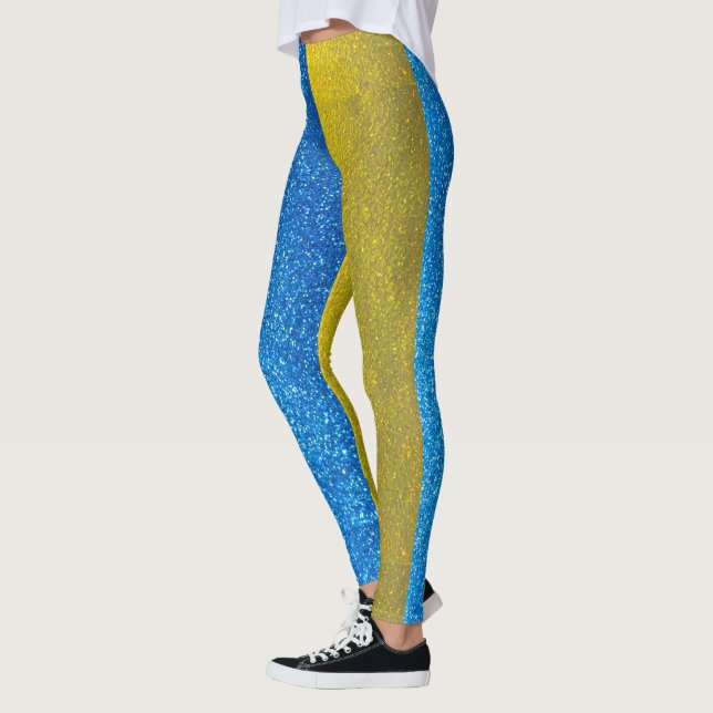 Ukrainas glitter ukrainska Flagga Mode Snyggten Leggings (Vänster)