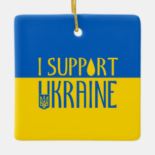 Ukrainas gult Blåstödssymbol Julgransprydnad Keramik