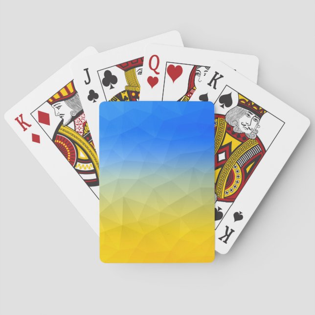 Ukrainas gult, blått, geometriskt nät mönster casinokort (Baksidan)