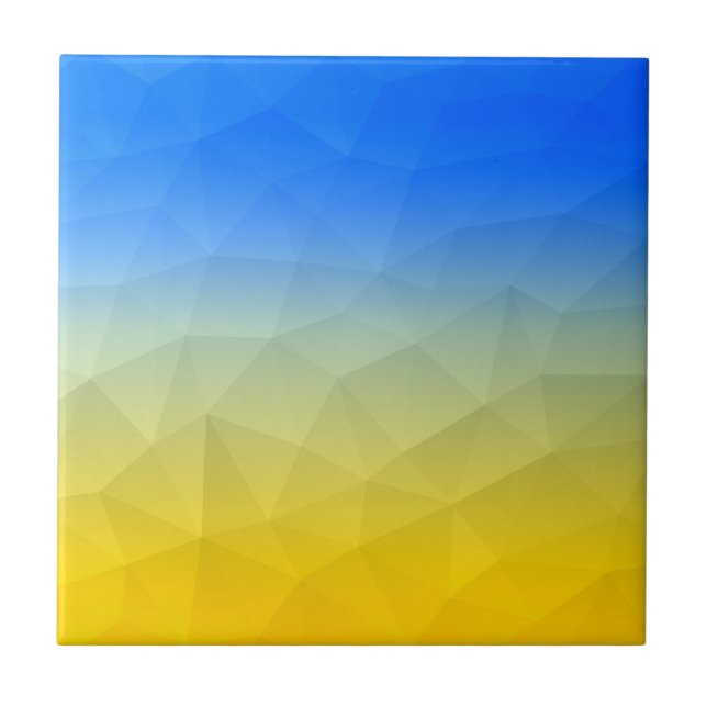 Ukrainas gult, blått, geometriskt nät mönster kakelplatta (Framsidan)