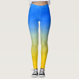 Ukrainas gult, blått, geometriskt nät mönster leggings