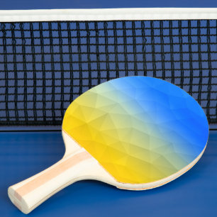 Ukrainas gult, blått, geometriskt nät mönster pingisracket
