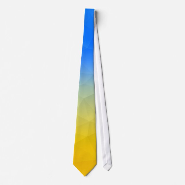 Ukrainas gult, blått, geometriskt nät mönster slips (Framsida)
