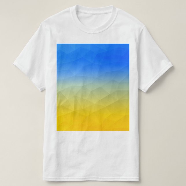 Ukrainas gult, blått, geometriskt nät mönster t shirt (Design framsida)