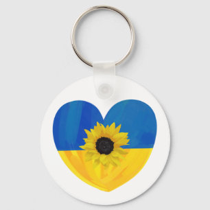 Ukrainas hjärtdesign med solrosnyckelkedja nyckelring