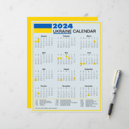 Ukrainas kalender 2024 med ukrainska Helgdagar