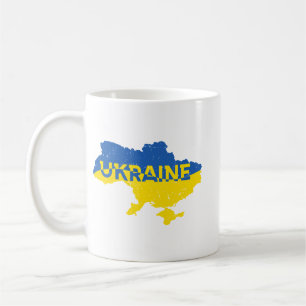 Ukrainas karta med inskrivning i Ukraina. Ukraina Kaffemugg