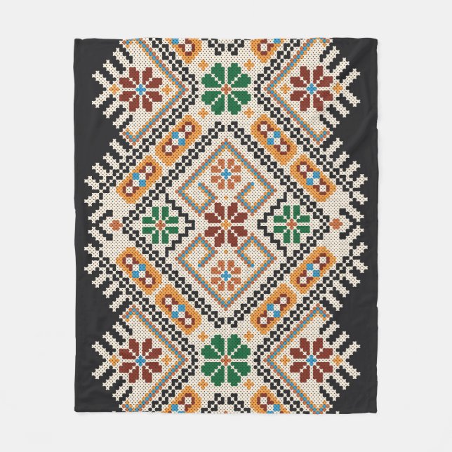 Ukrainas Kor-Stitch: Ethnic Handmade Mönster. Fleecefilt (Framsidan)