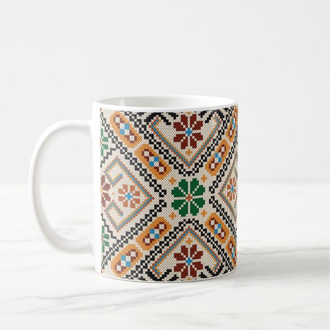 Ukrainas Kor-Stitch: Ethnic Handmade Mönster. Kaffemugg (Vänster)