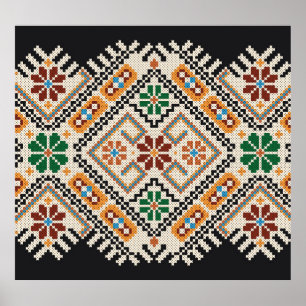 Ukrainas Kor-Stitch: Ethnic Handmade Mönster. Poster