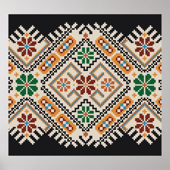 Ukrainas Kor-Stitch: Ethnic Handmade Mönster. Poster (Framsidan)