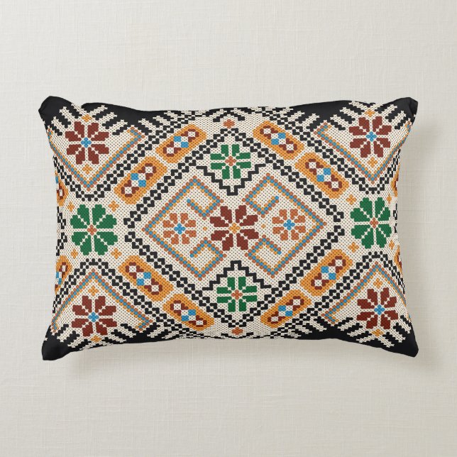 Ukrainas Kor-Stitch: Ethnic Handmade Mönster. Prydnadskudde (Framsidan)