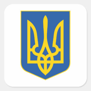Ukrainas nationalemblem land symbol flagga fyrkantigt klistermärke