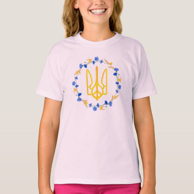 Ukrainas nationella symbol (Tryzub) T Shirt (Framsida)