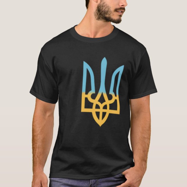 Ukrainas nationella symboltrident jag står med UKR T Shirt (Framsida)
