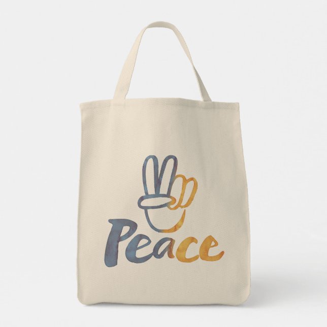 Ukrainas - Peace-symbol V-Sign Ukraina Anti-Krig Tygkasse (Baksida)