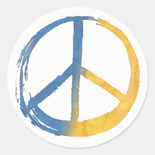 Ukrainas - Peace-symbolens blå Gult Ukraina Krig Runt Klistermärke