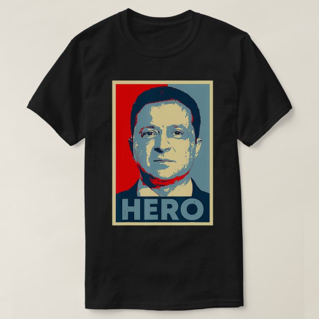 Ukrainas president Volodymyr Zelensky Hero Retro V T Shirt (Design framsida)