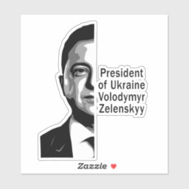 Ukrainas president Zelenskyy Halva Porträtt B&W Ar Klistermärken