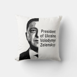 Ukrainas president Zelenskyy Halva Porträtt B&W Ar Kudde
