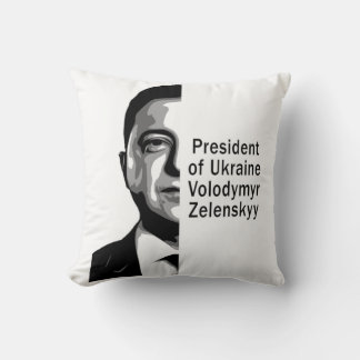 Ukrainas president Zelenskyy Halva Porträtt B&W Ar Kudde