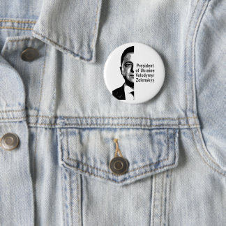 Ukrainas president Zelenskyy Halva Porträtt B&W Knapp