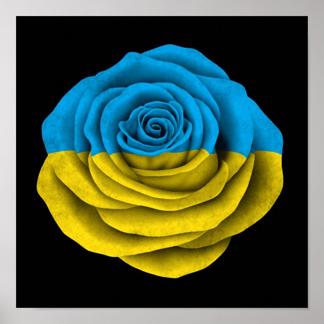 Ukrainas Ro-Flagga på Black Poster (Framsidan)