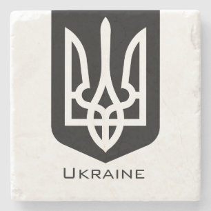 Ukrainas samtida grafiska emblem Tryzub Stenunderlägg